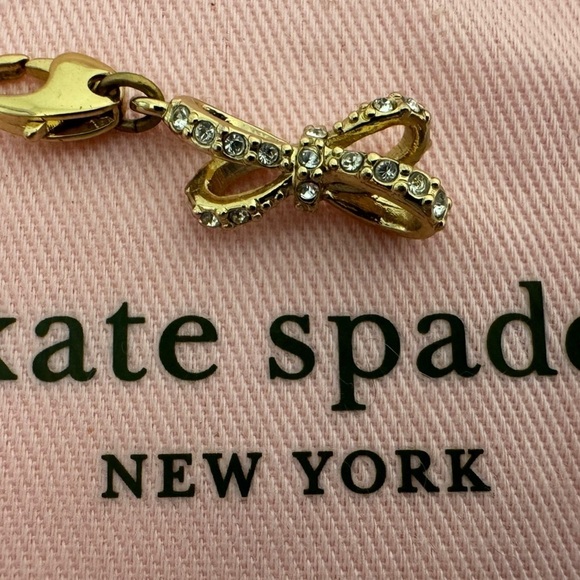 KATE SPADE 12 KT Gold Plated Vintage Charm (no Bracelet) Gold Crystal Bow Charm - Picture 4 of 5